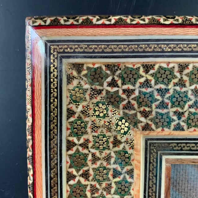 Pair of Vintage Persian Khatamkari Micro-Mosaic Geometric Photo Frames For Sale - Image 4 of 14