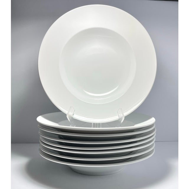 Crate & Barrel Maison 8 White Porcelain Large Rim Pasta or All Purpose Bowls 12” Good condition. No chips, cracks, or...