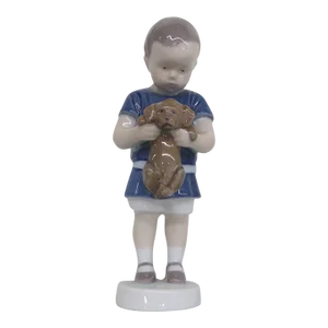 Bing and Grondahl Denmark 1747 Boy With Puppy Dog Porcelain Figurine