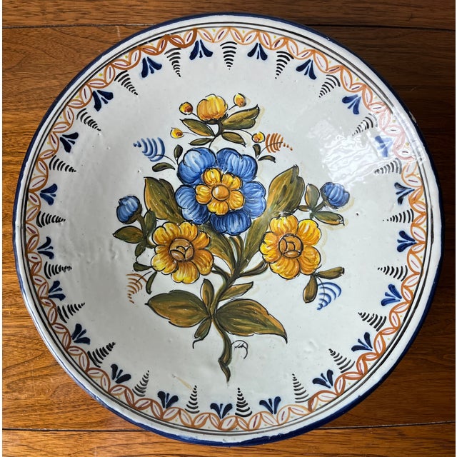 1960s Vintage Hand-Painted Wall or Centerpiece Bowl-Spain For Sale - Image 5 of 5