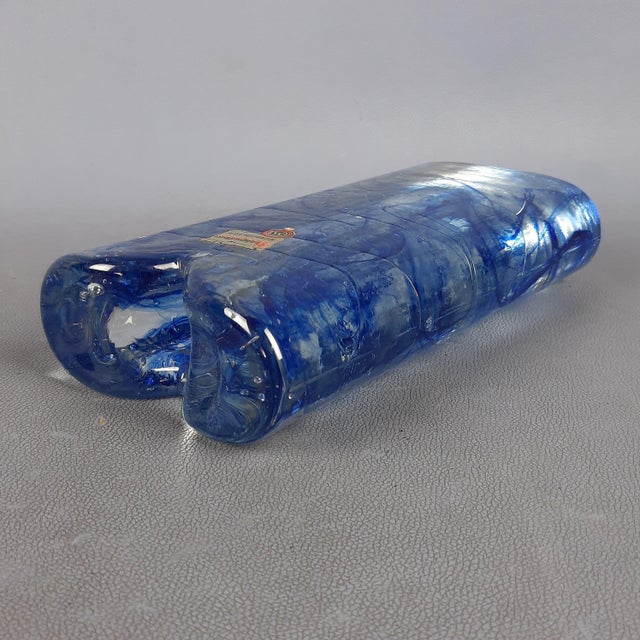 Glass Blue Mono Flower Submerged Glass Vase from Marsberger Glaswerke, 1970s For Sale - Image 7 of 17