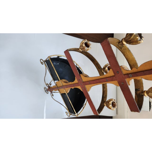 Vintage Black and Gold Toile Candelabra Wall Pocket Sconce, Wall Planter, Wall Sconce For Sale - Image 10 of 12