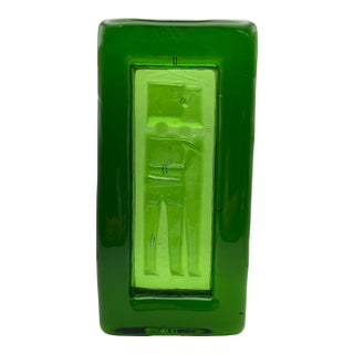 Large Erik Höglund for Boda "Primitive Man Motif" Relief Glass Tray, 1960s Sweden For Sale