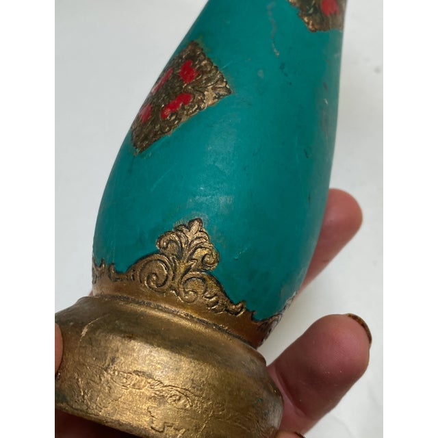 Vintage Italian Florentine Gold, Green & Red Pepper Mill/Grinder For Sale - Image 9 of 13