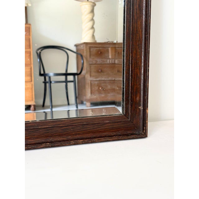 Antique Oak Mirror with Lightly Foxed Plate For Sale - Image 6 of 10
