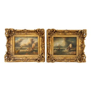 Sailing Boats, 20th Century, Oil Paintings, Framed, Set of 2 For Sale