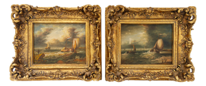 Sailing Boats, 20th Century, Oil Paintings, Framed, Set of 2