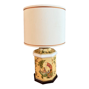 Hand Painted Mid Century Asian Design Table Lamp by Frederick Cooper