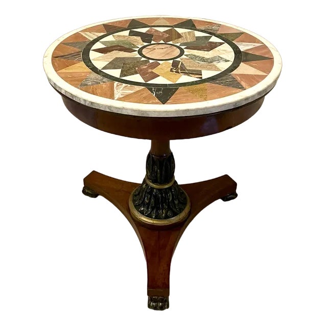 Victorian Circular Centre Table with Marble Top, 1860s For Sale