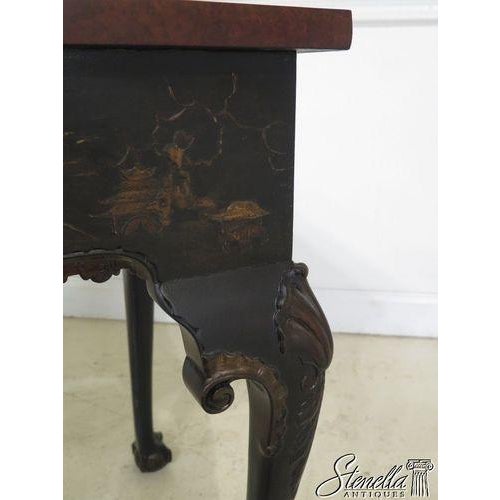 Brown Chinoiserie Vintage Georgian Console Table W. Birdseye Maple Top For Sale - Image 8 of 9