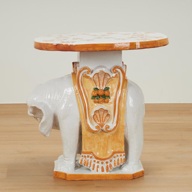 Vintage Italian Terra Cotta Elephant Tray Table or Stand For Sale - Image 4 of 13
