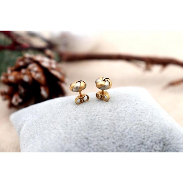 Earrings in 19.2k Two-Tone Gold, Set of 2 For Sale - Image 4 of 7