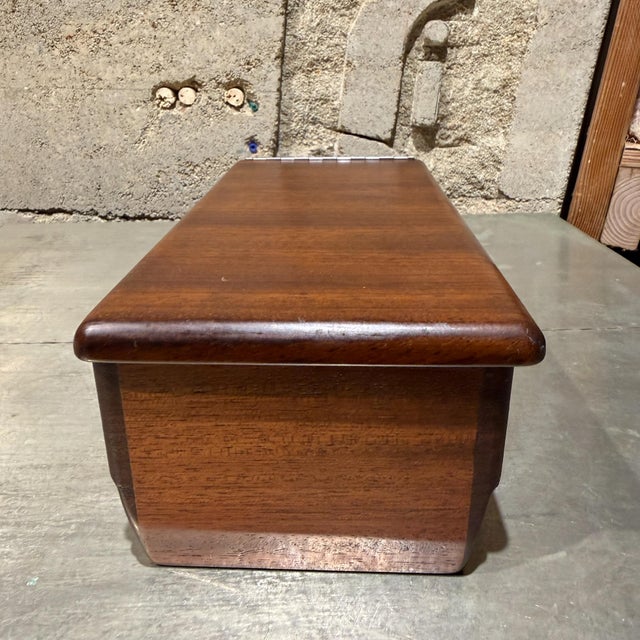 1970s Zebrano Wood Grain Vintage Center Console Storage Box For Sale - Image 5 of 15