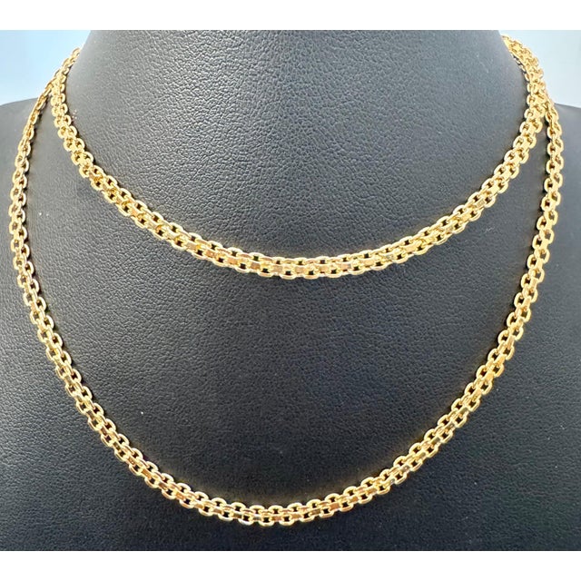 Metal 14k Solid Yellow Gold Handmade 3.4 mm Anchor Mariner Link Necklace, 24"L , 15.8G For Sale - Image 7 of 18