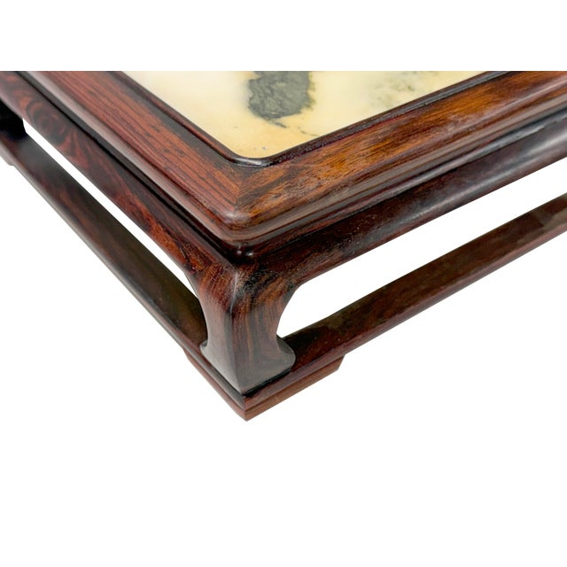 Brown Square Dream Stone Inlaid Rosewood Slender Legs Display Stand For Sale - Image 8 of 10
