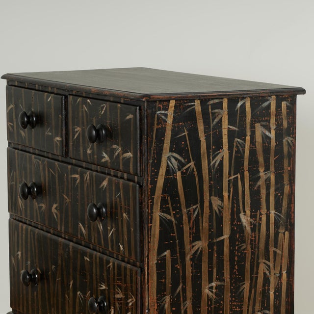 Antique English Chest of Drawers With Painted Bamboo Designs For Sale - Image 13 of 16