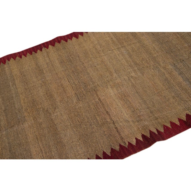 2020s Modern Kilim Handmade Multicolor Geometric Wool Runner For Sale In New York - Image 6 of 7