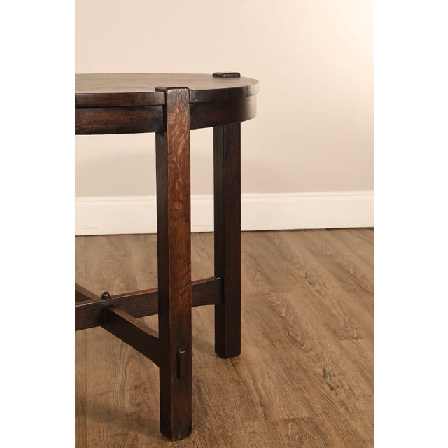 Early Gustav Stickley Mission Oak 26 Inch Round Table #439 For Sale - Image 13 of 18