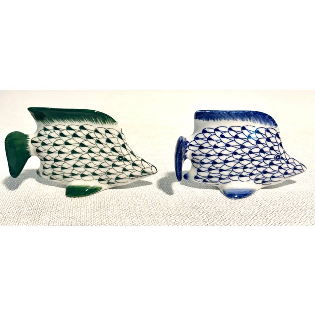 Coastal MCM Coastal Assortment of Porcelain Andrea by Sadek Fishnet Figurines -a Seven Piece Set For Sale - Image 3 of 10