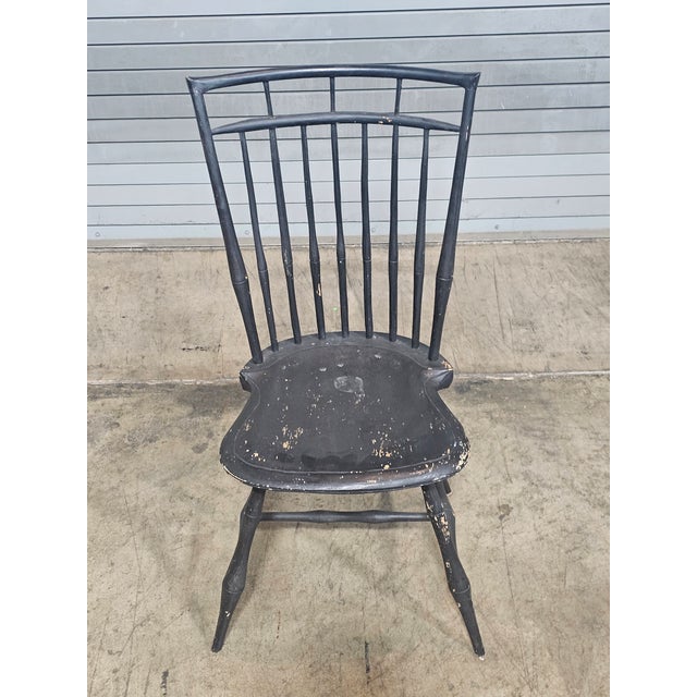 Bench Made Black Bird Cage Style Windsor Chair Made by New York Artisian For Sale - Image 4 of 9