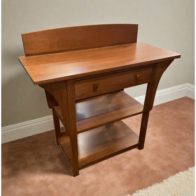 Mission 2 Drawer and Open Shelves Sideboard / Console Table - Walnut For Sale - Image 13 of 13