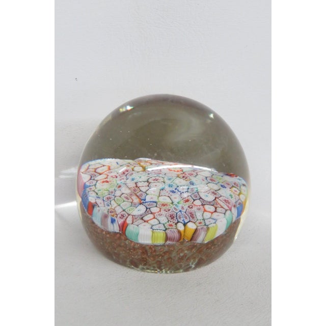 Art Glass Round Egg Paper Weight Italian Murano Style Millefiori Flowers 5132b For Sale - Image 10 of 10
