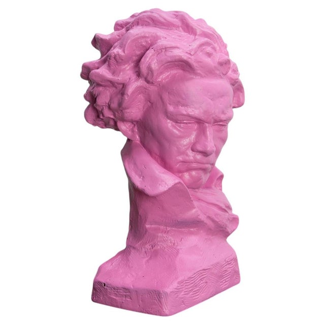 Pink Pop Art Plaster Bust of Ludwig van Beethoven in Terracotta, 1890s For Sale - Image 8 of 8