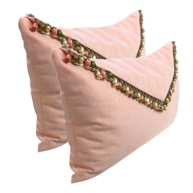 Blush Pink Accent Pillows with Floral Tassel Trim – Set of 2 Romantic and charming, this set of blush pink accent pillows...