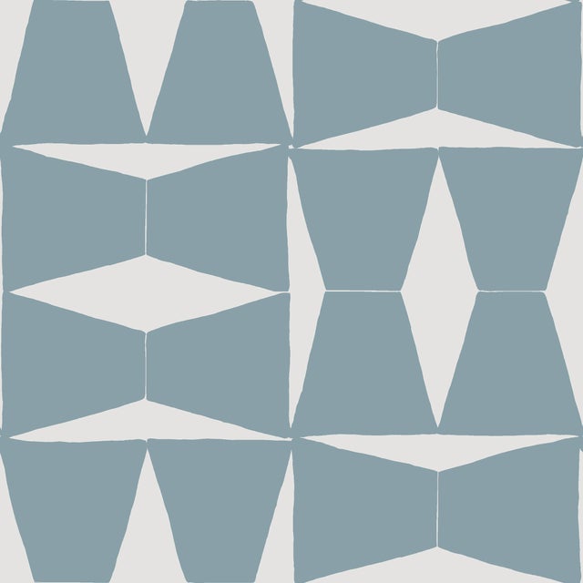 Brancusi Wallpaper by Susan Hable in Soft Blue For Sale
