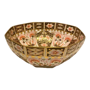 Royal Crown Derby Octagonal Bowl Imari Witches Pattern 6299 Date 1918