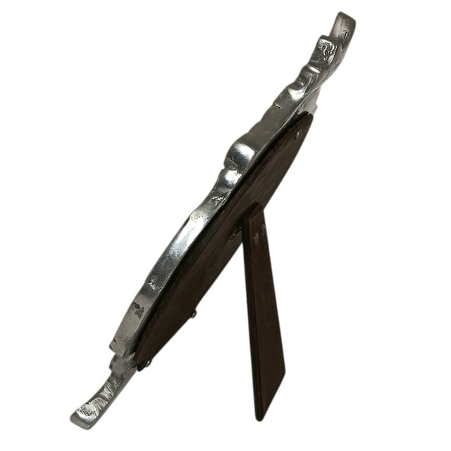 Vintage Ornate Picture Frame Silvertone Metal Scroll Design Tabletop Clear glass front Wood backing Approximately 8" X 10"...