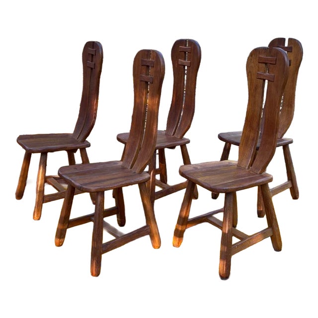 Brutalist Chair in Oak by De Puydt, 1960s For Sale