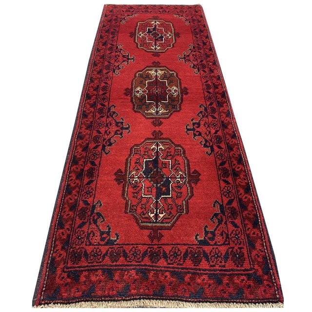 Fine Quality Hand Knotted Afghan Khal Mohammadi Wool Area Rug 4.9 X 1.9 Ft For Sale - Image 4 of 12