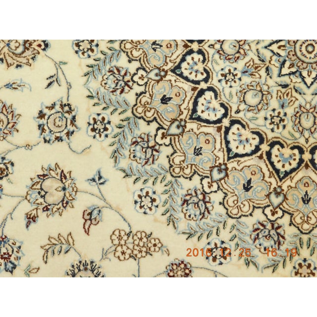 Beige Persian Wool & Silk Rug - 6'10"x 6'10" For Sale - Image 8 of 10