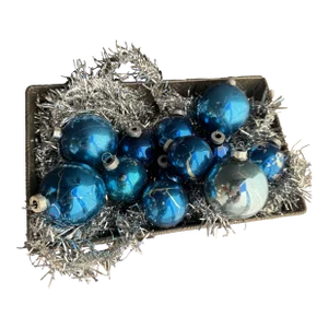 Vintage Shiny Brite Blue Mercury Glass Christmas Ornaments- 12 Ornaments.