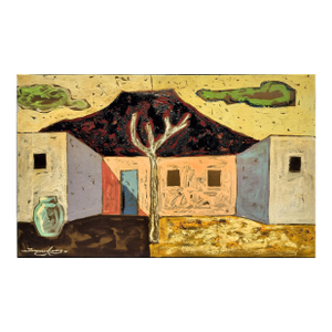 "Santa Fe" Painting of Adobe Homes by Jacques Lamy