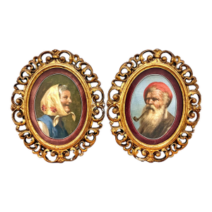 Pair of “Old World” Elder Portraits in Giltwood Frames