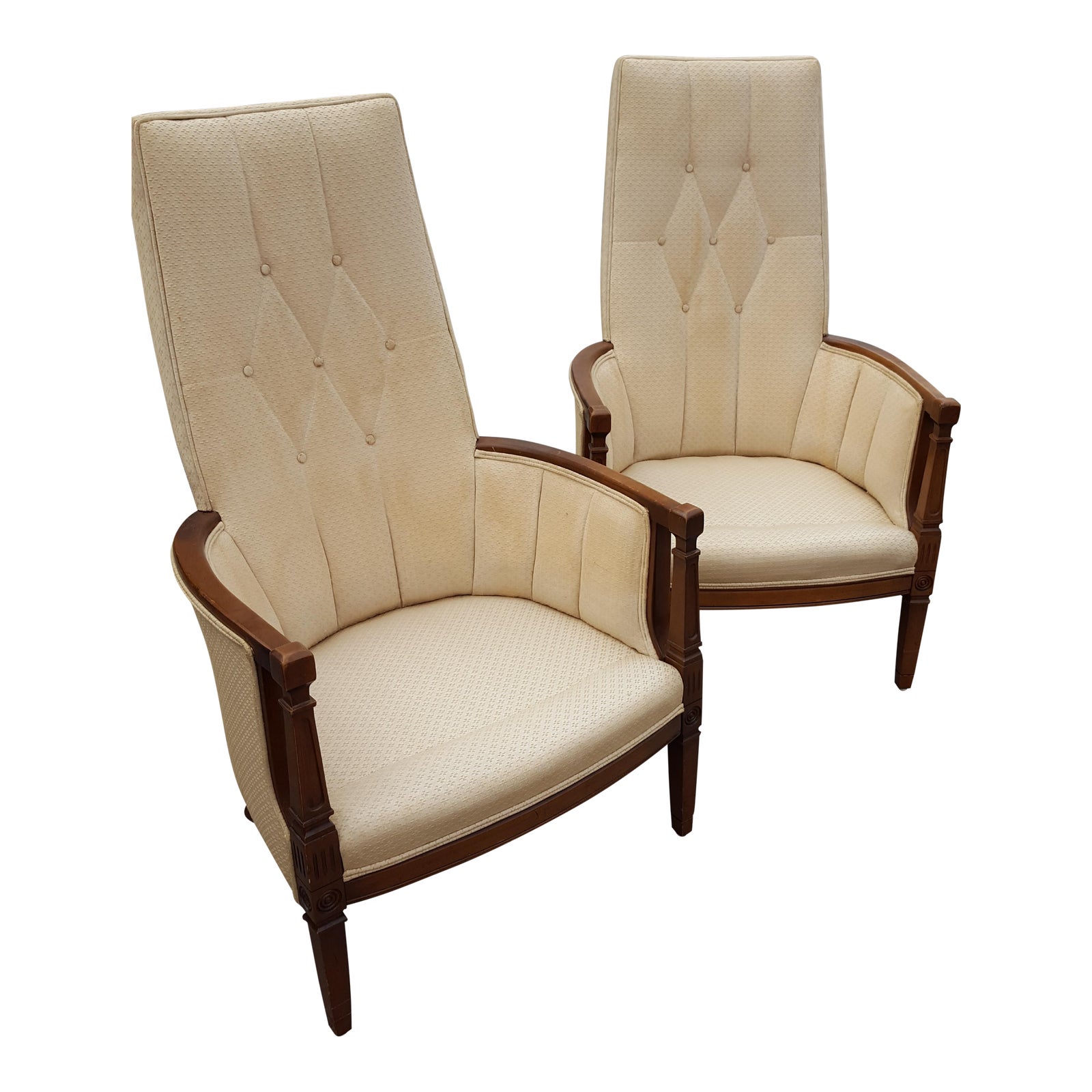 Vintage Straight Back Tufted Lounge Chairs A Pair Chairish