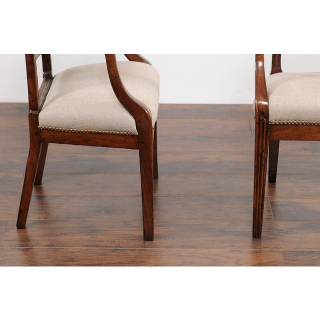 Wood Two Italian 1800s Carved Walnut Upholstered Armchairs Sold Individually For Sale - Image 7 of 11