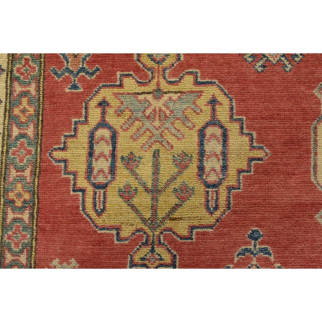 Kazak Rug 6’5” X 8’10” Red Wool Tribal Hand-Knotted Oriental Carpet For Sale - Image 11 of 15