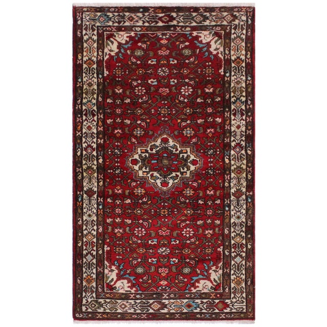Shabby Chic Persian Floral Red/Ivory Wool&Silk Runner Rug- 3'5'' X 7'0'' For Sale - Image 10 of 10