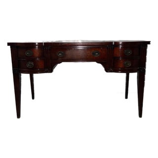 Mid-20th Century Hepplewhite Federal Style Serpentine Mahogany Vanity/Desk Table With Mirror. For Sale