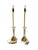 An elegant pair of vintage Italian style table lamps featuring clear glass column bodies and lucite bases accented with...