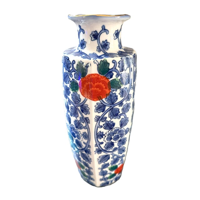 Japanese Vintage Chinoiserie Floral Vases - A Pair For Sale - Image 3 of 10