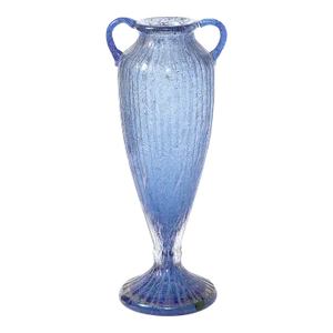Art Deco Amphora Vase in Handblown Lilac & Channeled Clear Glass Signed Daum