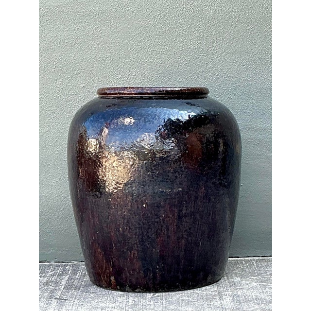 Vintage Glazed Ceramic Martaban Urn For Sale - Image 10 of 12