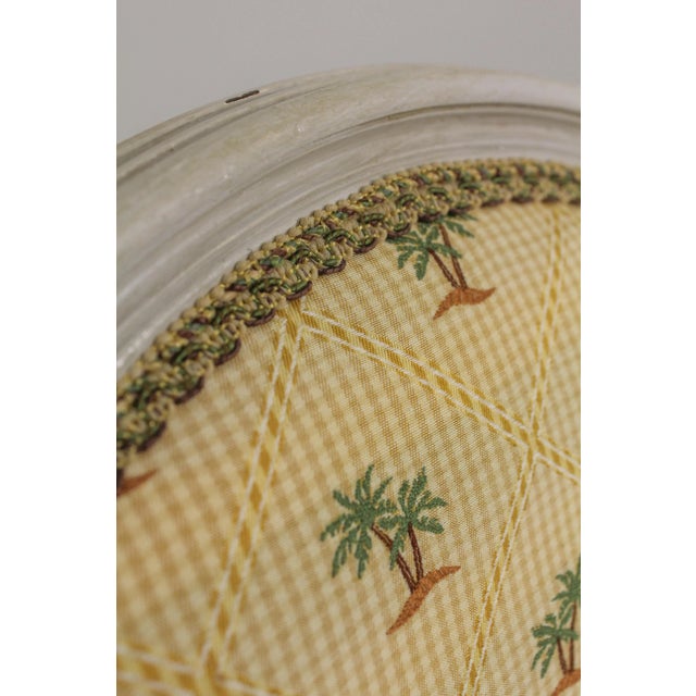 White Pair French Louis XVI Palm Tree Upholstered Open Armchairs For Sale - Image 8 of 13
