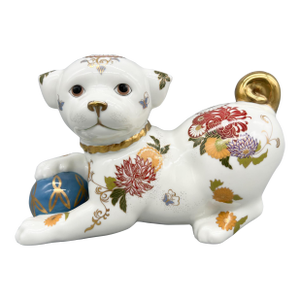 1987 Franklin Mint Imperial Puppy of Satsuma by Yuki Morioka – Hand-Painted Japanese Porcelain Dog Figurine