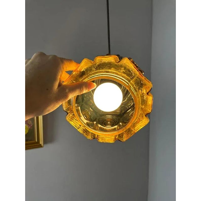 Hanging Lamp in Brown Glass and Brass from Vitrika For Sale - Image 6 of 11