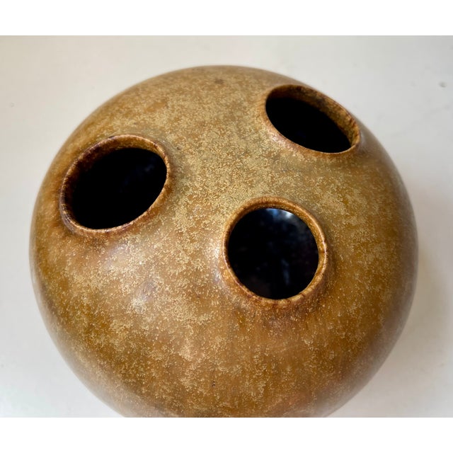 Brown Glazed Organic Modern Moonfrog Vase by Kirsten Günther for Knabstrup, 1960s For Sale - Image 9 of 11